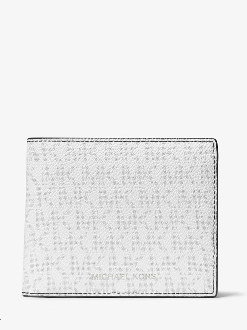 New Michael Kors Metallic Silver MK Zip Wallet